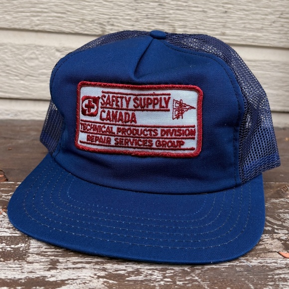 vintage SAFETY SUPPLY CANADA patch mesh trucker hat snapback blue - Picture 1 of 5